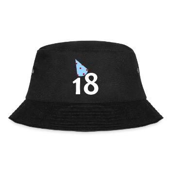 tolle Prints, 18 Geburtstagshütchen - Bucket Hat - Schwarz - Vorne - Lela (165cm)