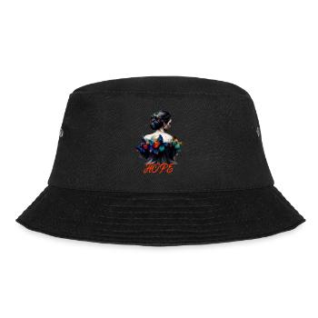Schmetterling Frau / Girl mit Hoffnung - Bucket Hat - Schwarz - Vorne - Lela (165cm)