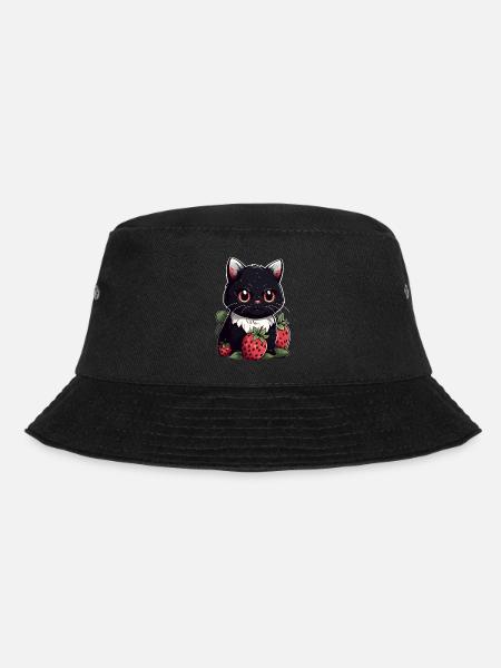 Ragamuffin Erdbeere Katze Geschenk - Bucket Hat - Schwarz