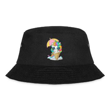 Unicorn with ice cream - The perfect combination - Bucket Hat - black - Front - Lela (165cm)