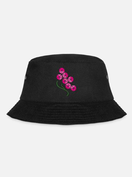 Geometrische rosa Orchideenblüte – Moderne Blumenkunst - Bucket Hat - Schwarz