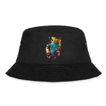 Lustiger Bunter Bier Typ - Bucket Hat - Schwarz - Vorne - Lela (165cm)