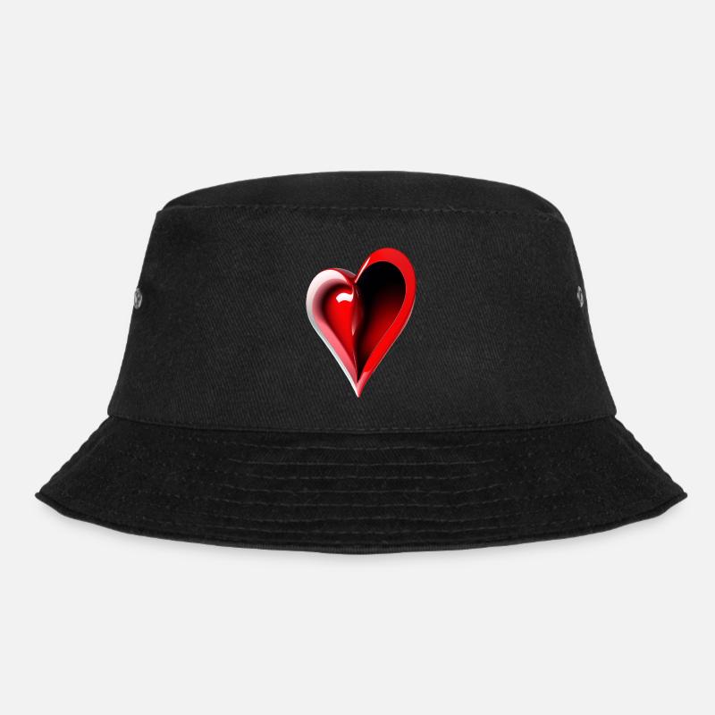 abstraktes Herz - Bucket Hat - Schwarz
