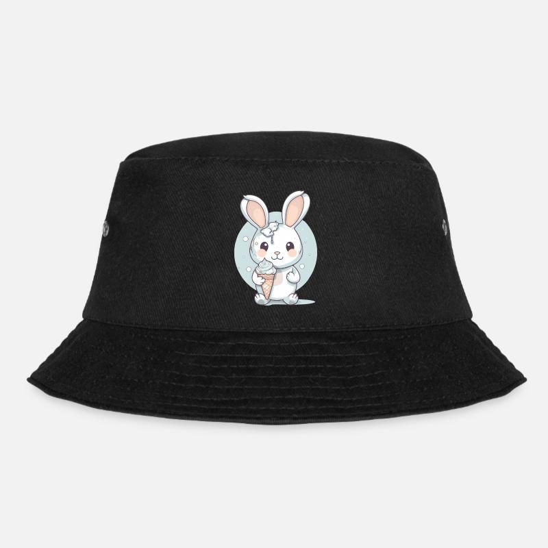Summer indulgence: Rabbit with ice cream - Bucket Hat - black