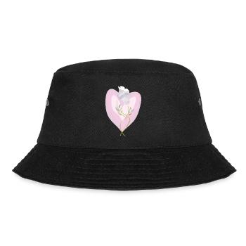 Sanfte weiße Tulpe Herz Illustration - Bucket Hat - Schwarz - Vorne - Lela (165cm)