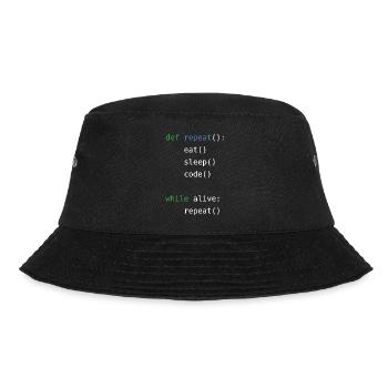 Eat sleep code repeat - Bucket Hat - black - Front - Lela (165cm)
