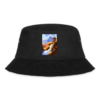 Japan Tower Wasserfall Gemälde - Bucket Hat - Schwarz - Vorne - Lela (165cm)