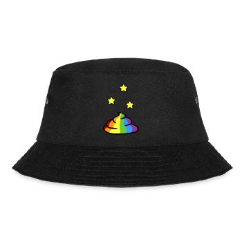 Regenbogenkacke mit gelben Sternen - Bucket Hat - Schwarz - Vorne - Lela (165cm)