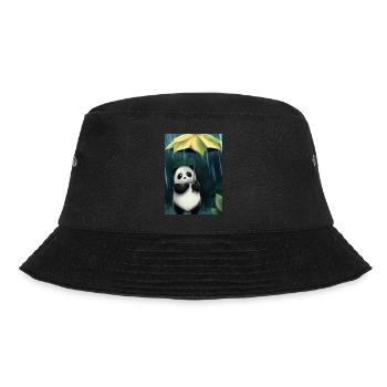 Panda mit Blattschirm - Bucket Hat - Schwarz - Vorne - Lela (165cm)