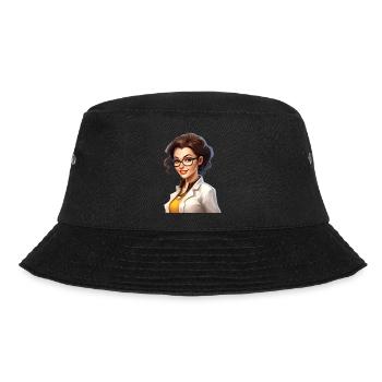 Portrait einer jungen Frau im Cartoon Stil - Bucket Hat - Schwarz - Vorne - Lela (165cm)