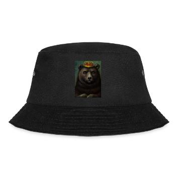Bär mit Krone - Bucket Hat - Schwarz - Vorne - Lela (165cm)