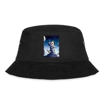Astronautenkatze - Bucket Hat - Schwarz - Vorne - Lela (165cm)