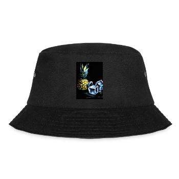Ananas und Eiswürfel - Bucket Hat - Schwarz - Vorne - Lela (165cm)