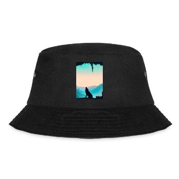 Wolf bei Nacht - Bucket Hat - Schwarz - Vorne - Lela (165cm)