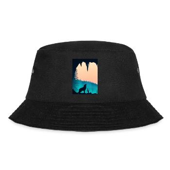 Wolf bei Nacht - Bucket Hat - Schwarz - Vorne - Lela (165cm)