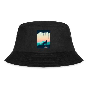 Wolf bei Nacht - Bucket Hat - Schwarz - Vorne - Lela (165cm)