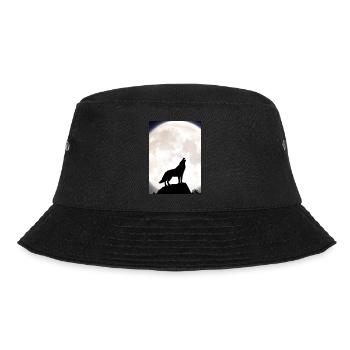 Wolf bei Nacht - Bucket Hat - Schwarz - Vorne - Lela (165cm)