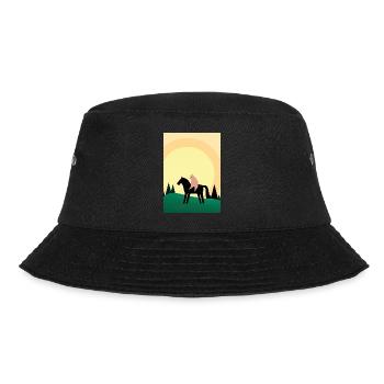 Katze reitet Pferd Minimal - Bucket Hat - Schwarz - Vorne - Lela (165cm)