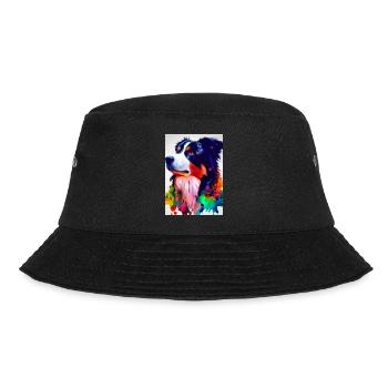 Bunter Border Collie - Bucket Hat - Schwarz - Vorne - Lela (165cm)