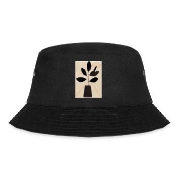 Minimalistische Pflanze im Topf - Bucket Hat - Schwarz - Vorne - Lela (165cm)
