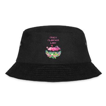 Crazy Flamingo Lady T Shirt - Bucket Hat - black - Front - Lela (165cm)