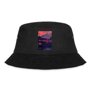 Roter japanischer Berg - Bucket Hat - Schwarz - Vorne - Lela (165cm)