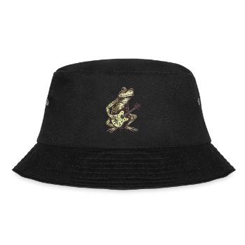 Cooler grüner Frosch mit Gitarre - Bucket Hat - Schwarz - Vorne - Lela (165cm)