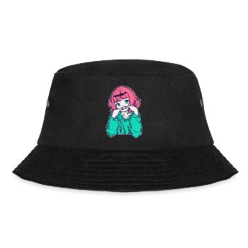 Girls Anime Japanese Comic Cartoon Manga - Bucket Hat - black - Front - Lela (165cm)