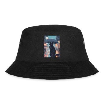 Cute Grumpy Black Cat - Bucket Hat - black - Front - Lela (165cm)