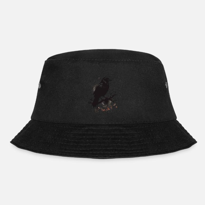 Schwarzer Rabe, Krähe als Ink Skizze - Bucket Hat - Schwarz