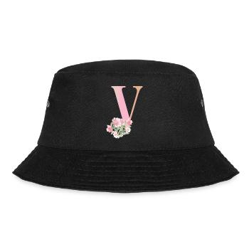 Letter V with flowers - Bucket Hat - black - Front - Lela (165cm)