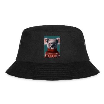 Koala im Weihnachtspullover - Bucket Hat - Schwarz - Vorne - Lela (165cm)