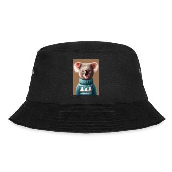Koala im Weihnachtspullover - Bucket Hat - Schwarz - Vorne - Lela (165cm)