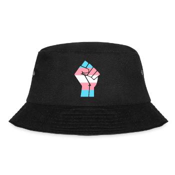 Trans Pride Faustdesign für Gleichberechtigung - Bucket Hat - Schwarz - Vorne - Lela (165cm)