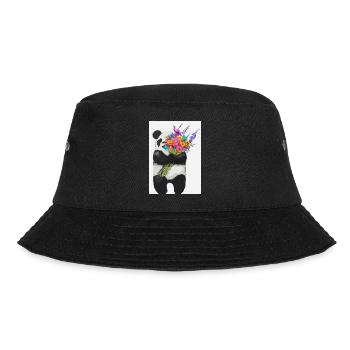 Panda mit Blumenstrauß - Bucket Hat - Schwarz - Vorne - Lela (165cm)