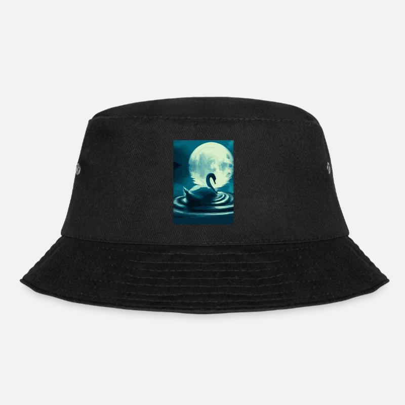 Schwan im Vollmond - Bucket Hat - Schwarz