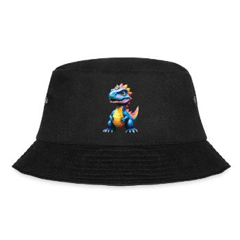 Dino, Dinosaurier, individuellen Text, gestalten - Bucket Hat - Schwarz - Vorne - Lela (165cm)