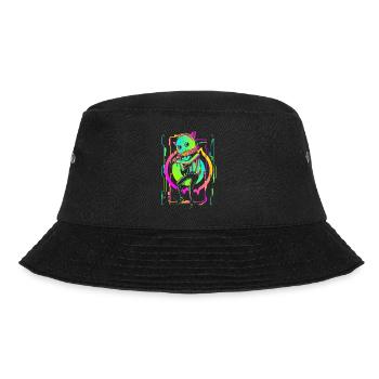 Cyberpunk Streetwear Gamer Technik - Bucket Hat - Schwarz - Vorne - Lela (165cm)