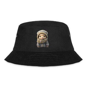 Cute Winter Animal with Clothing - Bucket Hat - black - Front - Lela (165cm)
