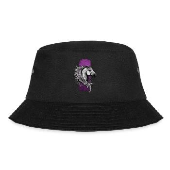 Skurrile Eleganz: Rosa gefiedertes Pferd - Bucket Hat - Schwarz - Vorne - Lela (165cm)