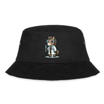 Cute Horse Scientist - Bucket Hat - Schwarz - Vorne - Lela (165cm)