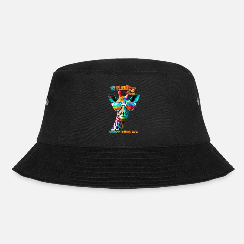 Funky vibes. Enjoy your life. Giraffe - Bucket Hat - black