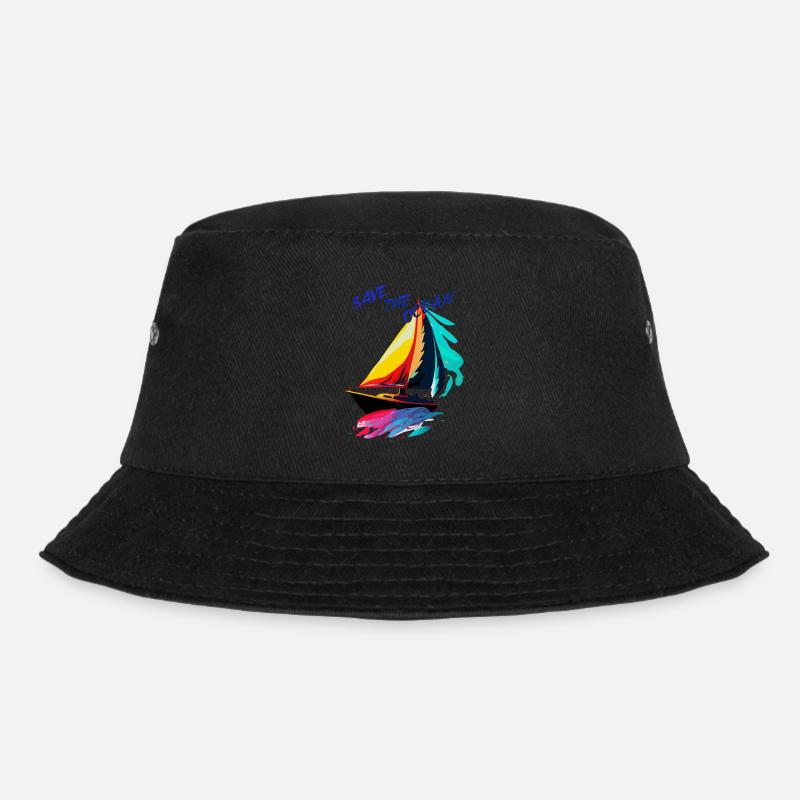 Save the Ocean. Sailing ship - Bucket Hat - black