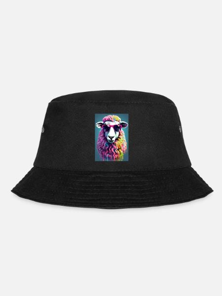Schaf mit Brille - Bucket Hat - Schwarz