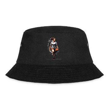 Handballerin Ikonischer Streetwear Style - Bucket Hat - Schwarz - Vorne - Lela (165cm)