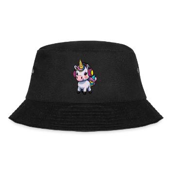 Cute Animals Einhorn 03 - Bucket Hat - Schwarz - Vorne - Lela (165cm)