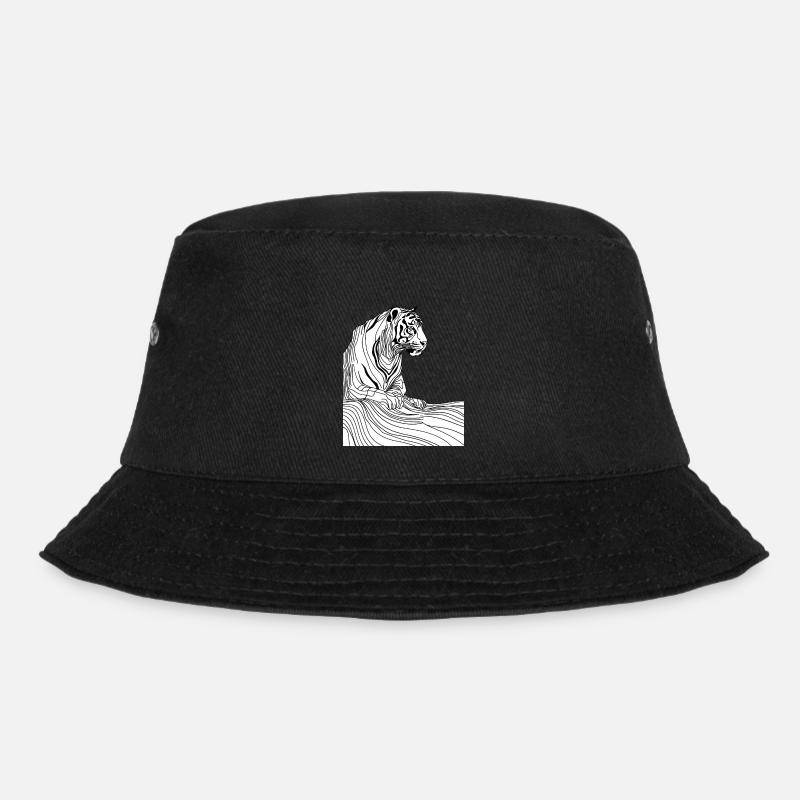 Tiger-Kunstlinien #tiger - Bucket Hat - Schwarz