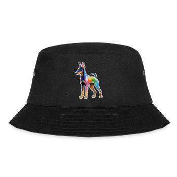 Dobermann Wasserfarben - Bucket Hat - Schwarz - Vorne - Lela (165cm)