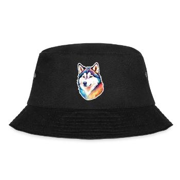 Siberian Husky Watercolors - Bucket Hat - black - Front - Lela (165cm)
