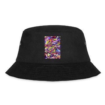 Abstraktes buntes Muster flüssig - Bucket Hat - Schwarz - Vorne - Lela (165cm)